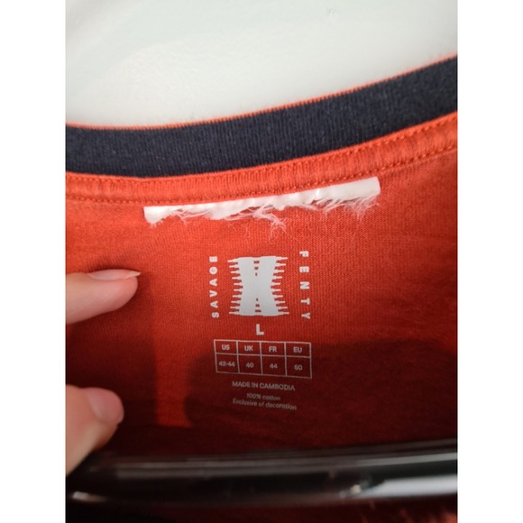 Savage X Fenty Men's Grille Graphic Heavy Jersey L Tee Orange Cotton Crew‎ Shirt - Picture 3 of 9